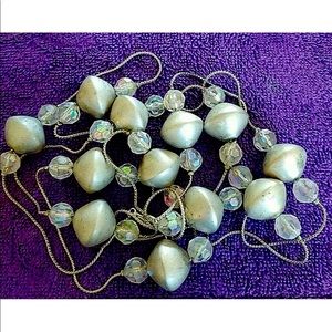 Vintage RARE 14k White Gold Plated Station Necklace